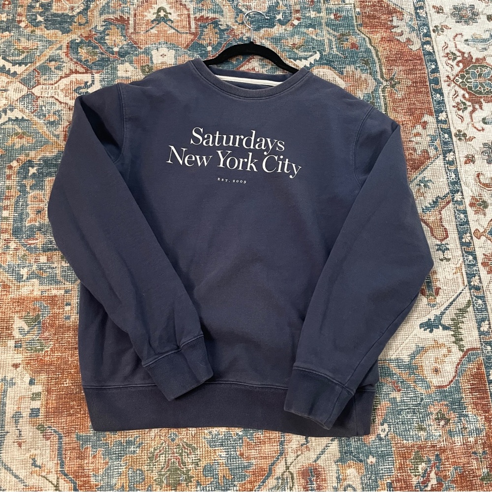 Saturdays New York City Blue Crewneck Sweater Large